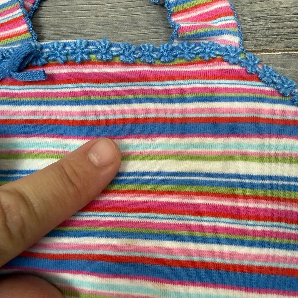 Y2K Childrens Place Girls Striped Camisole Top 7/8 Cross‑Back Multicolor